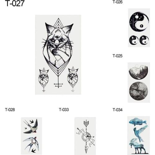Trigram Animal Temporary Fake Tattoo Sticker Fashion Body Art Removable Decal