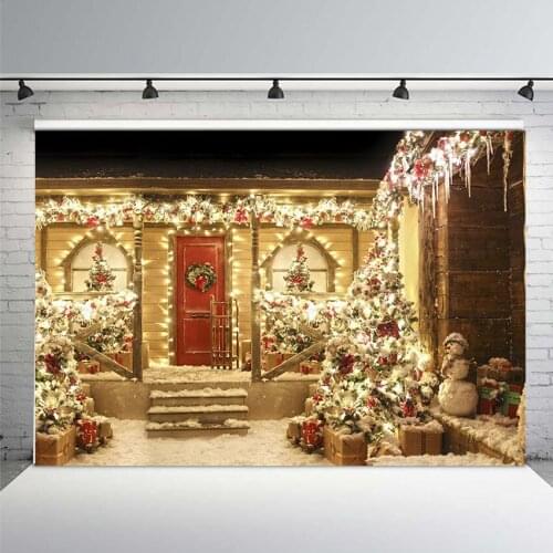 Photography Backdrops Christmas Tree Stairs Wooden Floor Fireplace Portrait Vinyl Photographic Backgrounds Photo Studio