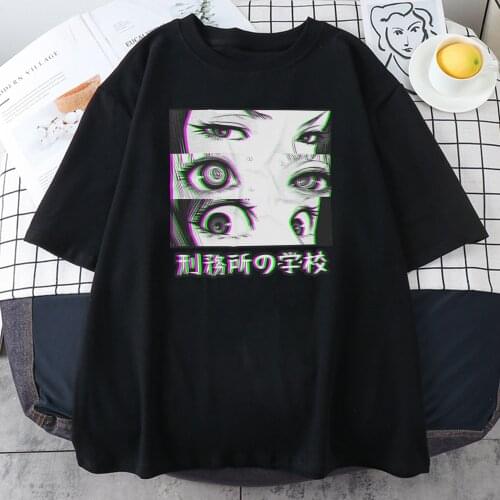 Japan Anime Aesthetic Prison School Eyes Sad Women T-Shirt Fashion Summer T Shirt Casual Soft T Shirts Breathable Tops Female