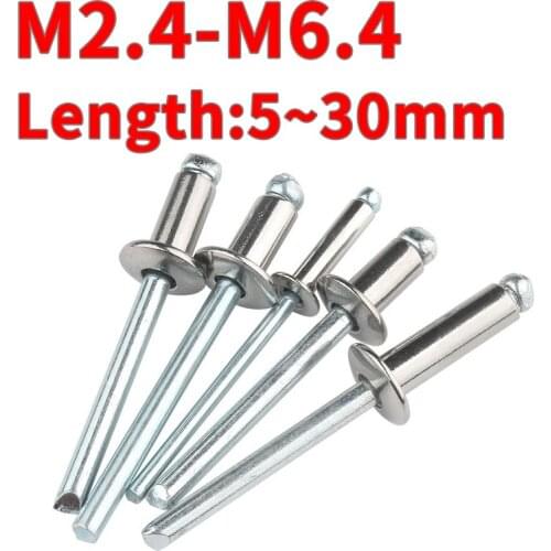 M2.4 M3.2 M4 M5 M6.4 304 Stainless Steel Blind Rivets Round Head Pull Rivets Socket Screws Pull Rivets For Core Decoration