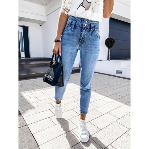 Stretch High Waist Jeans WomeN Skinny Slim Fashion Washed Trousers Female Denim Pencil Pants Elastic Ninth Pants Causal Trousers