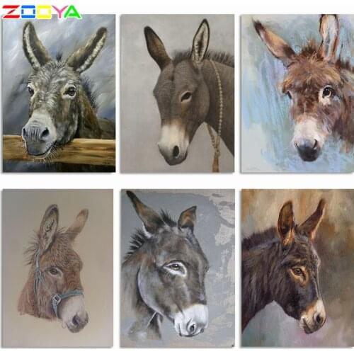 ZOOYA New Diamond Embroidery Anmial Cross Stitch 5D DIY Diamond Painting Horse Diamond Mosaic donkey Rhinestones Home Decoration