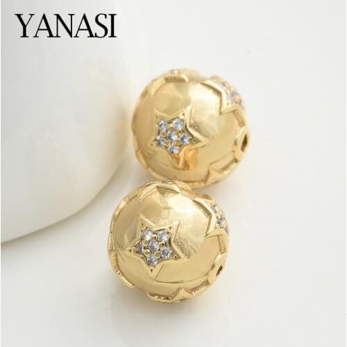 10mm Star Round Beads Copper Metal For Jewelry Making Accessories Jewelry Findings Supplies DIY Woman Man Bracelet