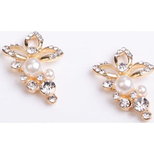 10 Pieces/Lot 24*16mm Metal Rhinestone Button Apparel Hair Accessories DIY Jewelry Making