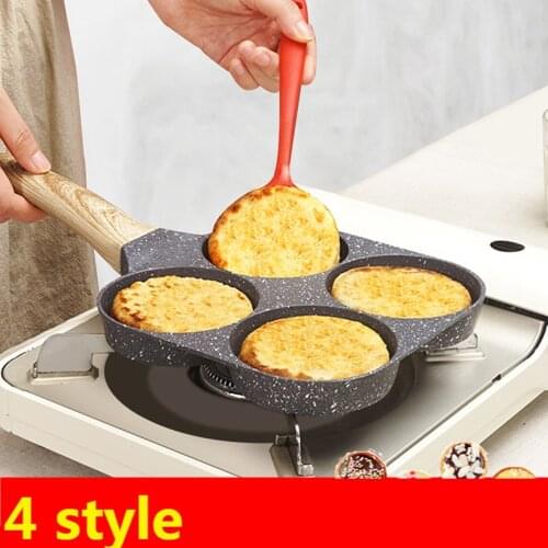 2021 Four-hole Frying Pot Pan Thickened Omelet Pan Non-stick Egg Pancake Steak Pan Cooking Egg Ham Pans Breakfast Maker Cookware