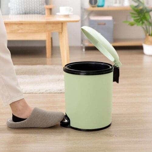 8L Large Trash Can Double Layer Round Waste Bins Foot Pedal Home Trash Bin Garbage Bag Holder Bucket