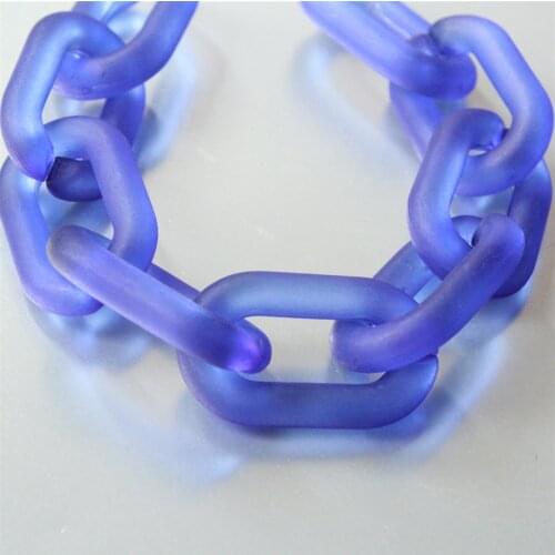 20pcs Big Matte Sapphire Oval Acrylic Chunky Chain Links, Translucent Open Plastic Necklace Chain Links,Size 40mmx25mm, SV080