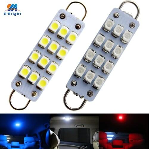 YM E-Bright 4PCS C5W Car Led Rigid Loop 44mm 12 SMD LED Bulbs For Door Lights Festoon Dome Light Auto Bulbs White Blue Red