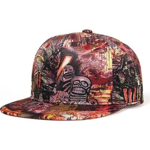 3D graffiti hip hop hat snapback hat female baseball cap flat brim hip hop hat men hat cartoon pattern bucket hat 2021