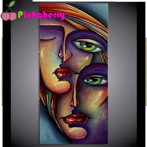 Large size full round drill Emeroidery diamond rhinestone painting cross stitch diamond mosaic woman face Colorful Abstract k137