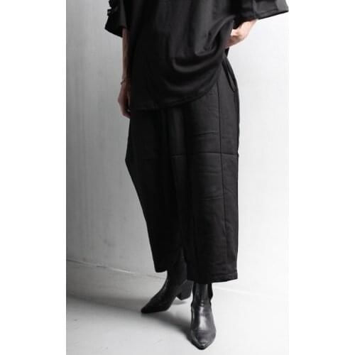 Summer mens trousers new fashion casual pants Chinese style straight tube cotton wide leg pants elastic waist Capris