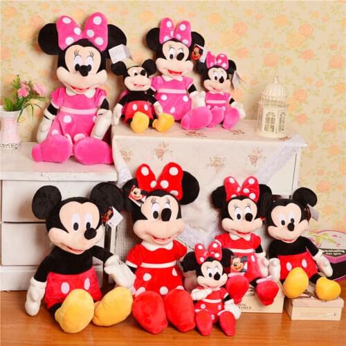 Hot Sale Mickey Minnie Mouse Goofy Pluto Donald Duck Minnie Mickey Plush Stuffed Pillow Doll Toy for Kid Girls Birthday Gift