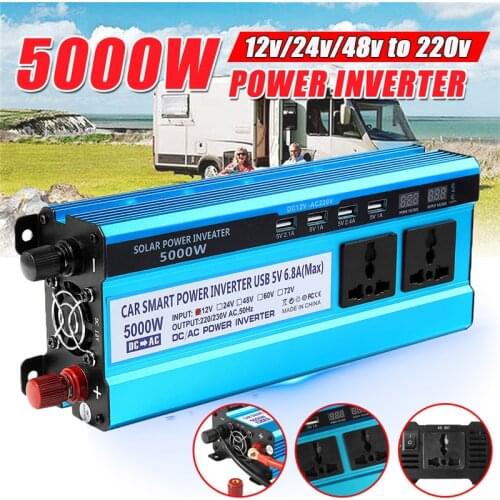 Solar Inverter 12/24/48V 220V 5000W Inverter Voltage Converter Transformer 4 USB Solar Power Inverter Charger For Car Home