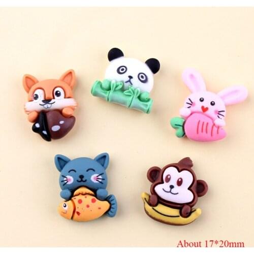 20Pcs/lot Cute Rabbit Panda Resin Cabochons Kawaii Animals for Hair Bows Center DIY Scrapbooking Accessories Decoration Crafts
