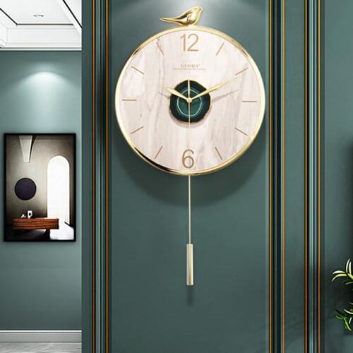 Swingable Creativity Silence Wall Clocks Luxury Round Natural Agate Modern Wall Clocks Simple Reloj Pared Home Fashion EK50bgz