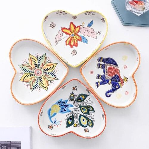 Creative ceramic heart-shaped container steamed egg candy color dessert salad bowl American cake dessert oven tableware