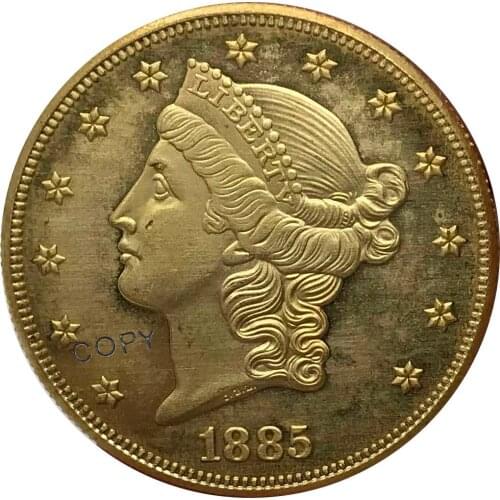 1885 United States 20 Twenty Dollars Liberty Head Double Eagle with motto Gold coin Brass Collectibles Copy Coin
