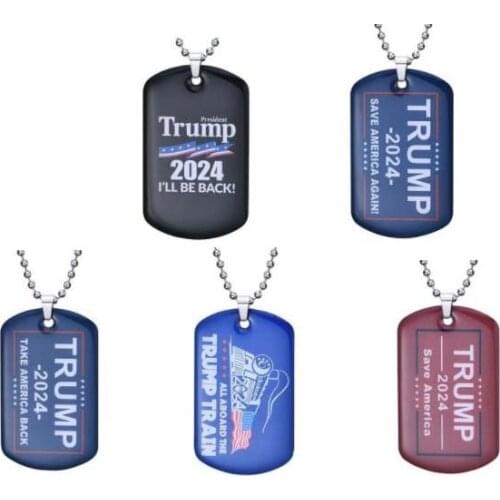 2024 Trump Necklace Party Favor US President Election Flag Pendant Stainless Steel Tags I'll Be Back Keyring 5 Style SN1227