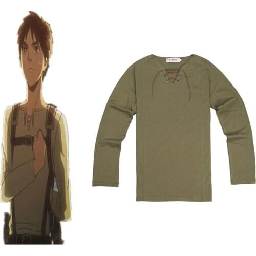 Hot Attack On Titan Cosplay Costume Eren Jager Cosplay T-Shirt Uniform Outfit Anime Cosplay Costume Halloween Carnival Party