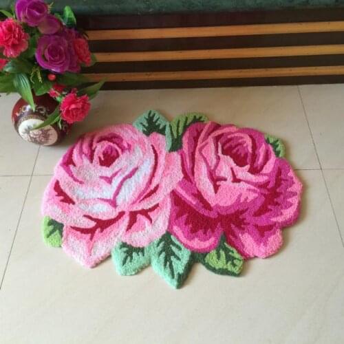 3D pink rose carpet for bathroom rug livingroom carpet kitchen flower rug enter bath mats floor mat hallway anti-slip