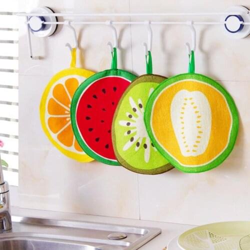 Kitchen Fruit Print Hanging Hand Towel Microfiber Towels Quick-Dry Cleaning Rag Dishcloth Wiping Napkin LX8386