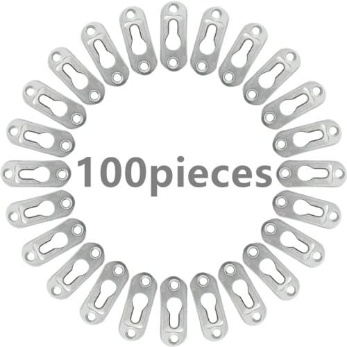 100PCS Metal Keyhole Hangers Single Hole Wall Hanging Picture Hanger Fasteners Hooks for Mirror Picture Frames Rivet Fittings