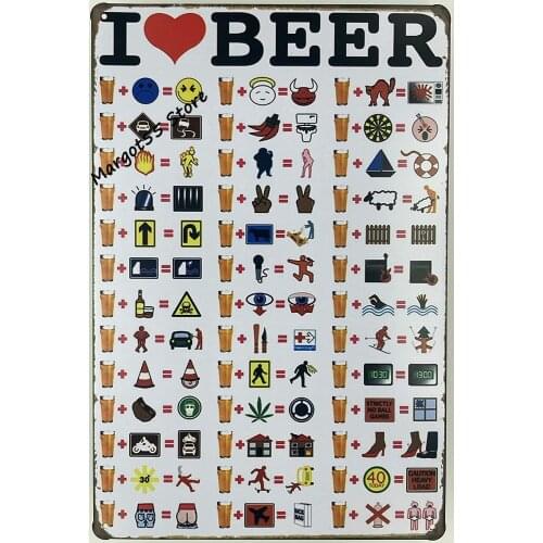 Metal Tin Sign Wall Sign|I Love Beer Equations Very Fun Decoration Sign for Home Bar Room Garage Decor|Vintage&Retro Beer Style