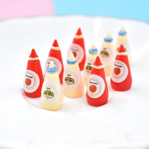 6pcs/set Dollhouse Re-ment Miniature Tomato Sauce Salad Dressing Pretend Food for blyth ob11 barbies Doll Kitchen Accessories