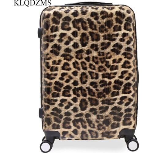 KLQDZMS 20"24"28"inch Fashion trolley suitcase zebra Leopard Print rolling luggage carry on travel bags on wheel