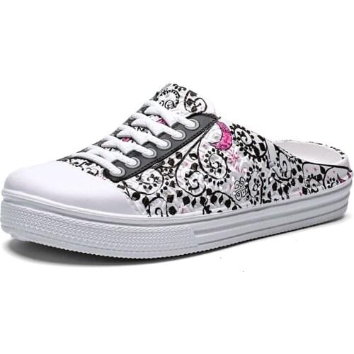 Real New EVA Patchwork Nylon Womens Half Sandals Slippers Ladys Spring Summer Soft Cashmere Outdoor Shoes