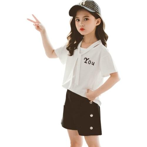 Clothes For Girls Letter Tshirt + Short Costume For Girls Casual Style Costume For Girl Summer Tracksuit Kids