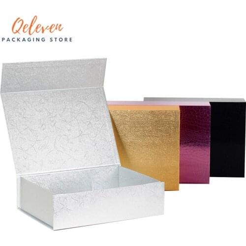 Wholesale 2pcs/Lot Custom Paperboard Folding rigid box Magnetic closure hot stamping foil logo Packaging Clothing Hair wigs