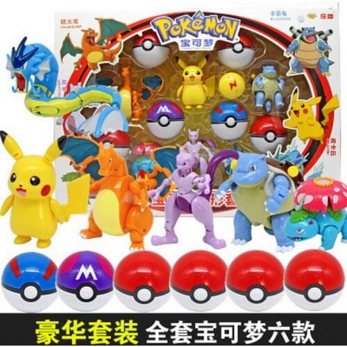 Hot Pokemon Elf ball PVC Deformation Figures Toys Transform Pikachu Charizard Action Figure Model Dolls Childrens Gifts