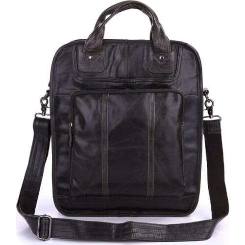 Men Briefcases Bag Cow Leather Vintage Business Brand Designer Fashion Handbag 15" Laptop Big Crossbody Messenger Bags