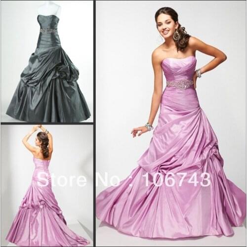 Real Sample free shipping 2015 new style best seller Sexy evening gown handmade custom-made a-line taffeta long prom dresses