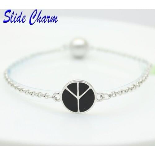 Slide charm New European and American Fashion Jewelery Popular Black Enamel Anti-War Signs Valentines Day Bracelets