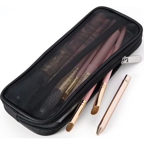 Makeup Brush Travel Case Cosmetic Toiletry Bag Organizer for Men Women Beauty Tools Mesh Dopp Kit Pouch Wash Storage Accessories