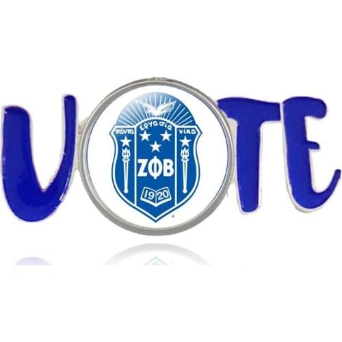 Topvesko Sorority Crest ZPB shield Greek Brooch ZETA PHI BETA VOTE Pin