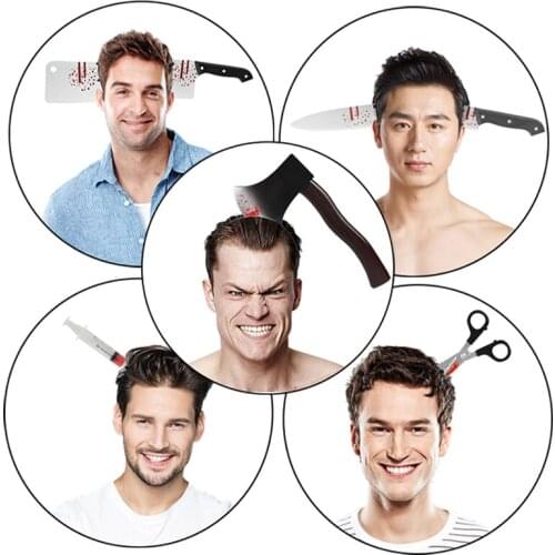 Horror Headband Halloween Decoration Scary Scissors Knife Halloween Accessories Props Halloween Party Supplies Event Party Decor