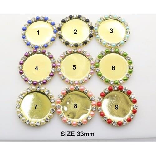 Gold 10Pc Inner Size 25MM (Can Mix) Round Rhinestone Buttons Tray Cap Setting DIY Negative Film Supplies Scrapbook Buttons Craft