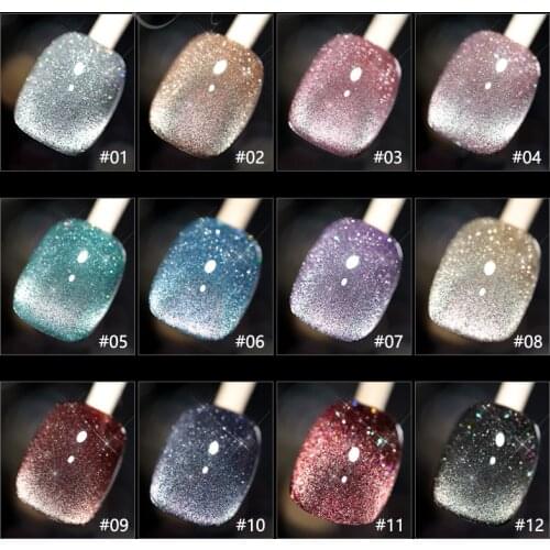 10/8ml Colorful Diamond Nail Art Glue Sparkling Diamond Cat Eyes Nail Polish Diamond Girl Cute Nail Gel Decoration Tool TSLM2