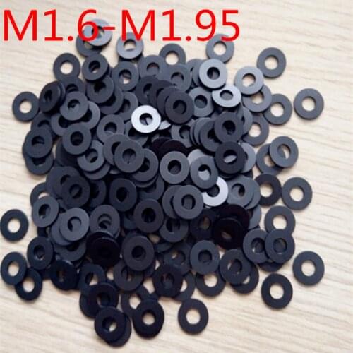 100pcs M1.6-M1.95 thickness 0.15/0.2/0.25/0.3 mm High Precision Black Color Polyslider Graphite Nylon Flat Washer