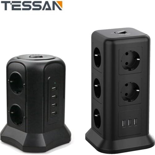 TESSAN 11-Way Multiple Socket with 3 USB Ports and 2M Cable with ON/OFF Switch (2500W / 10A) Power Strip, Overload Protection