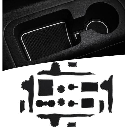 RUIYA For Santa Fe TM 2021 Car Door Groove Mat Anti-slip Slot Pad Auto Interior Organizer Accessories White/Red 16 Pcs