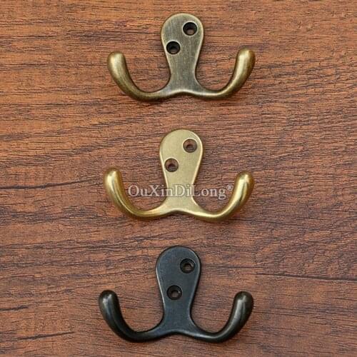 Retro Vintage 20PCS Antique Brass Robe Hooks Coat Hook Key Bag Towel Hook Clothes Robe Hangers Furniture Hardware with Screws