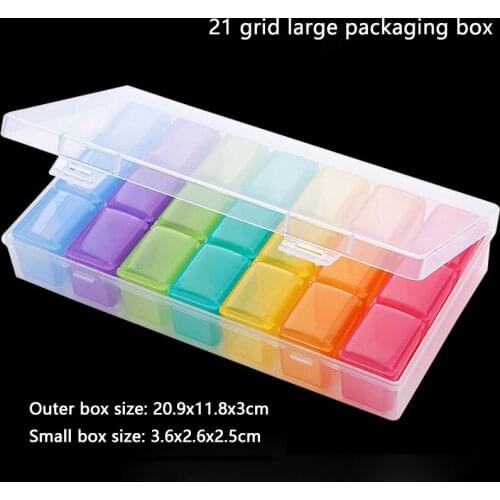 21/28 grid 5d diamond painting accessory storage box diamond painting diamond storage box transparent container pill box