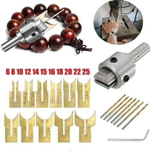 24Pcs Carbide Ball Bits Blade Woodworking Milling Cutter Molding Tools Buddha Beads Router Bit Drills Set 6mm-25mm Drill Bit
