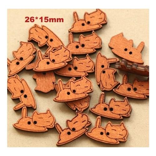50pcs/Lot 26*15mm Cute cat shape wooden buttons, Sewing button for craft, Garment accessories (SS-k1741-831)