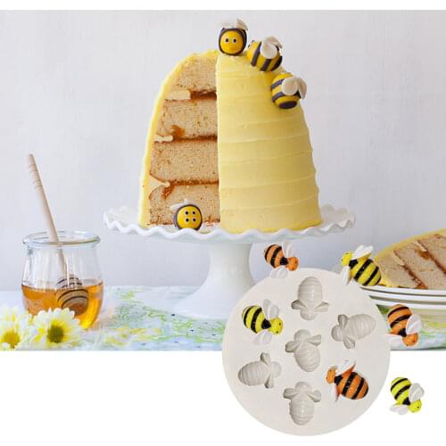 7 cavities Bees 3D Silicone Molds Fondant Craft Cake Candy Chocolate Sugarcraft Ice Pastry Baking Tool Mould Soap Mold Decorator