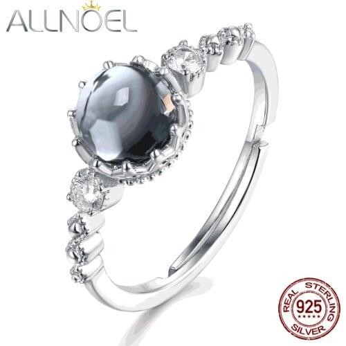 ALLNOEL Genuine 925 Sterling Silver Luxury Gemstone Ring for Women 6*6mm Natural Garnet Topaz Peridot Ring Fashion Jewelry Gift